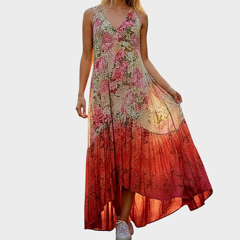 Angie Maxi Sundress Soft Slowy Floral Hi-Low - Small